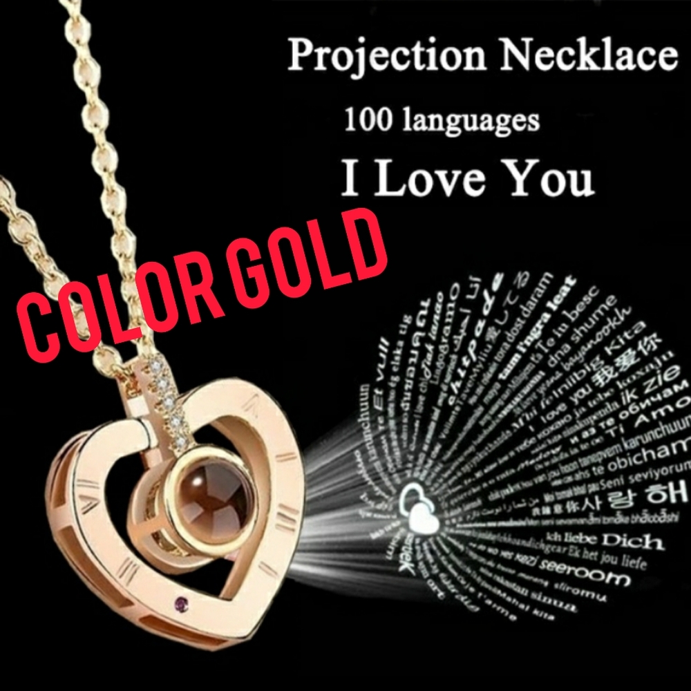 Projection necklace in 100 language I love you